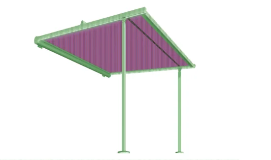 Moderne Markise mit rotem Stoff